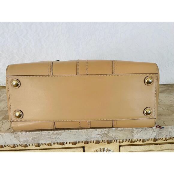 Coach Hampton sand leather stitched satchel shoulder bag Carryall 11540 - Picture 8 of 10